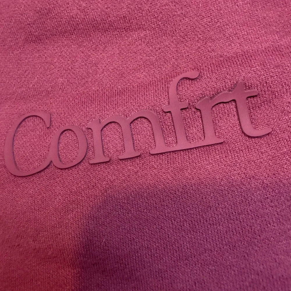 Comfrt Berry Pink Fleece Joggers Tapered Sweatpants‎ Medium Tonal Logo